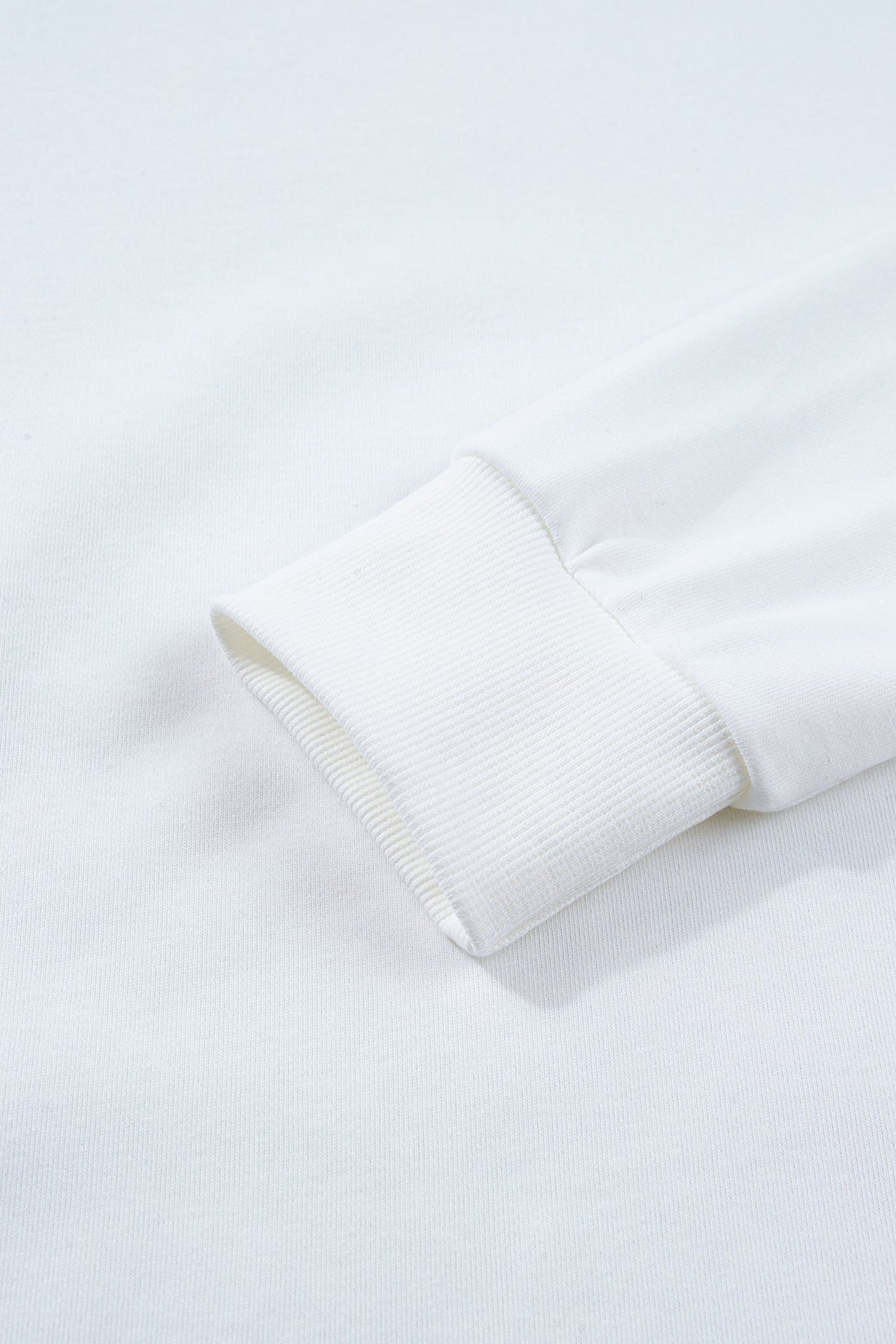 White Solid Color Dropped Shoulder Long Sleeve Top