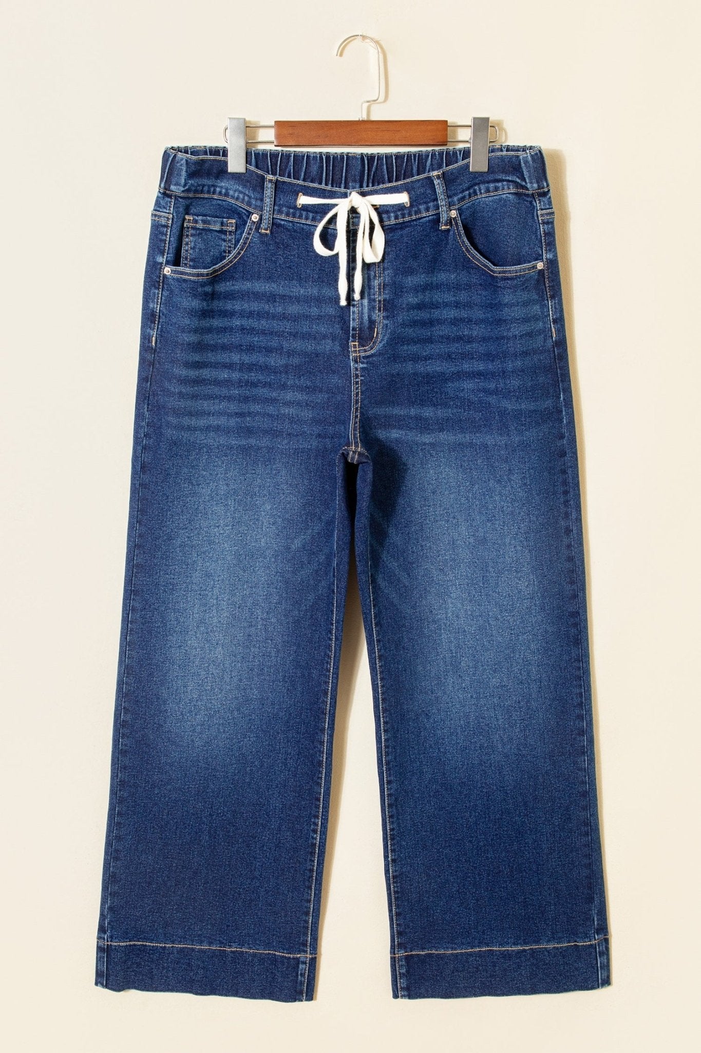 Blue Acid Wash Contrast Lace - up Plus Size Jeans - Loving It Shop