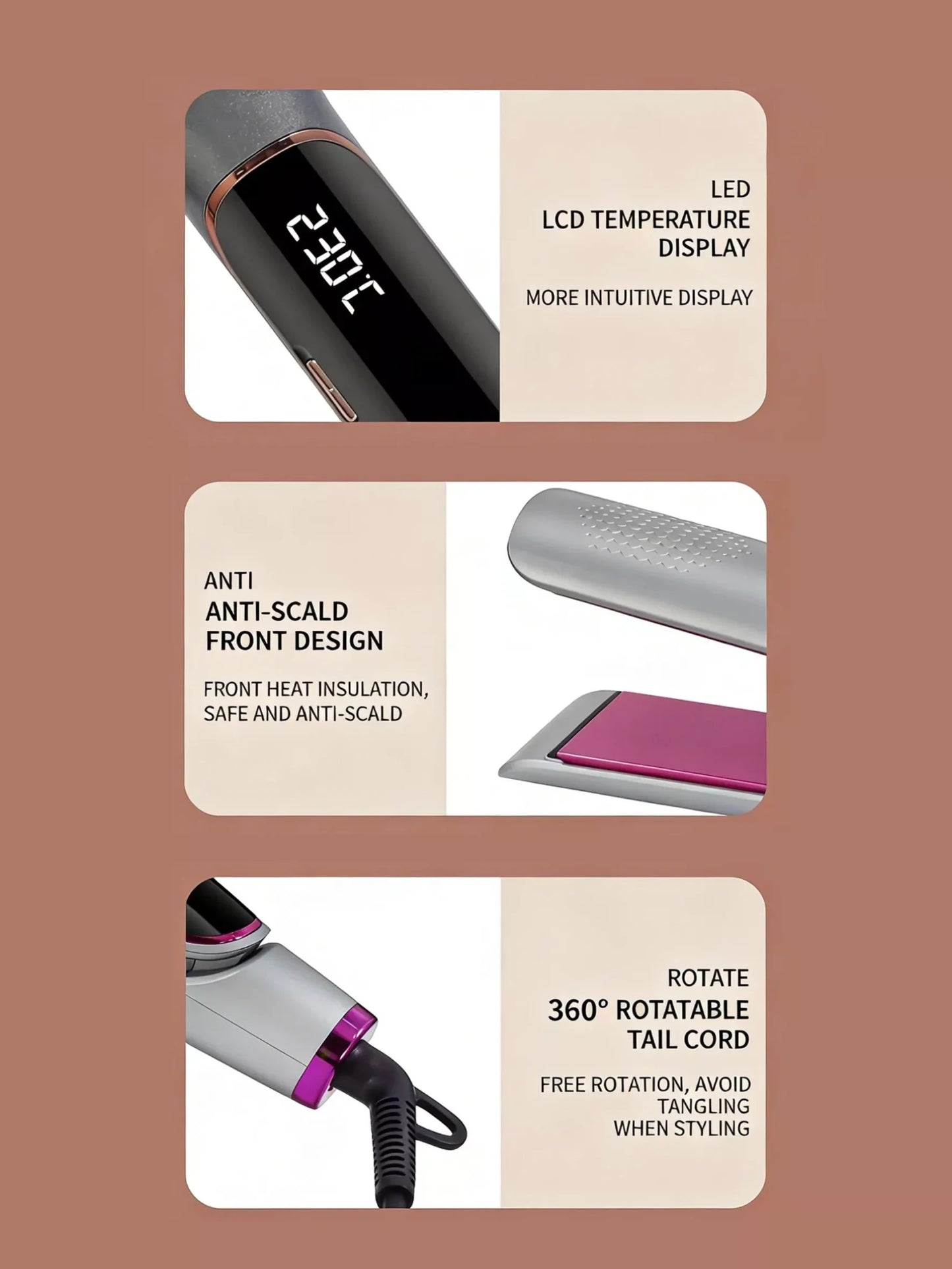 Curling and Straightening Hair Iron with Temperature Control - Loving It Shop
