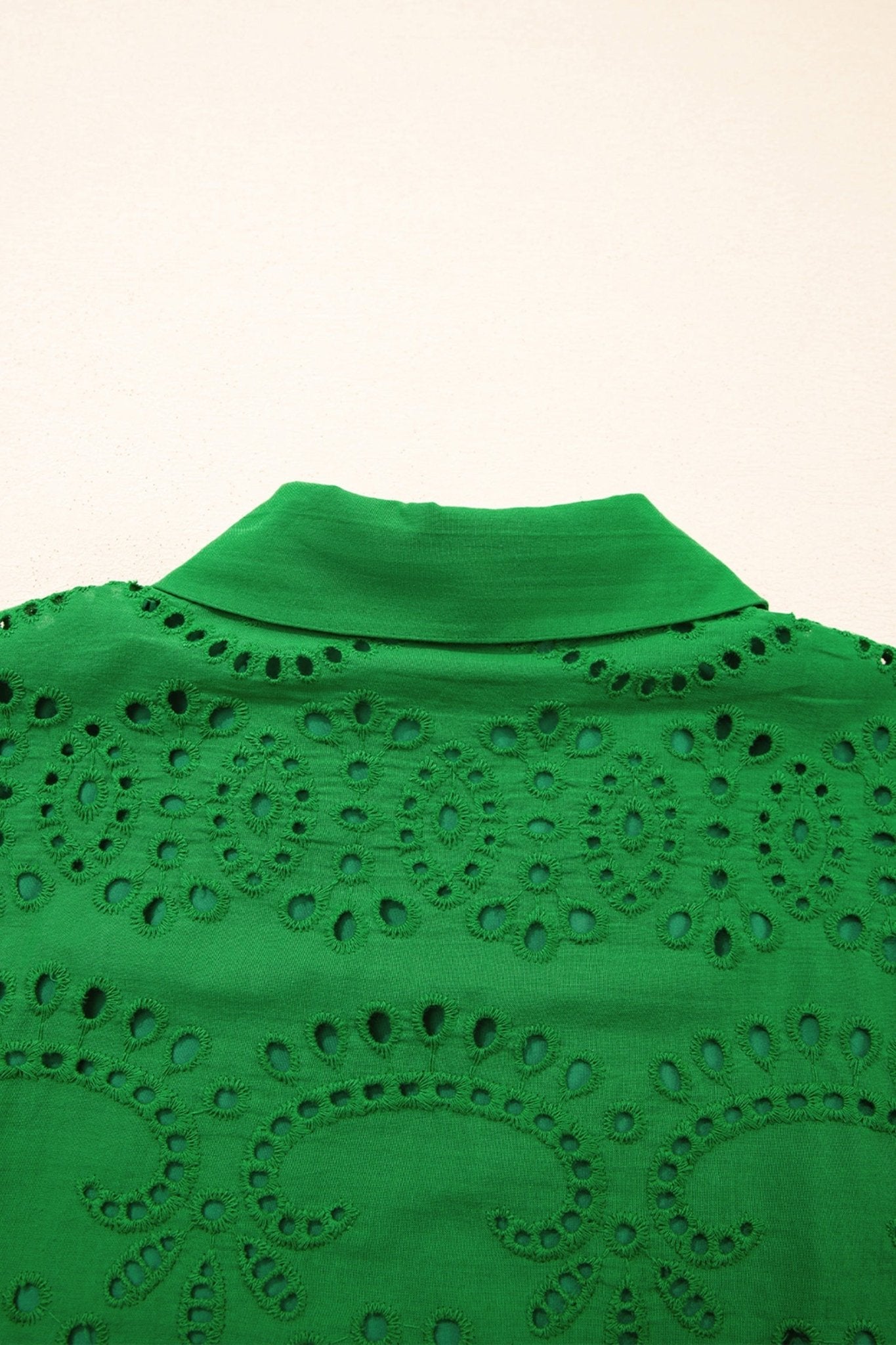 Green Solid Color Eyelet Embroidered T Shirt Mini Dress - Loving It Shop