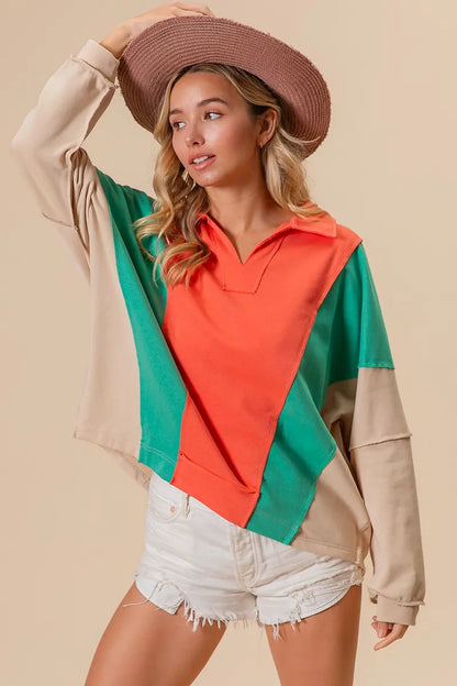 Colorblock Exposed Seam French Terry Sweatshirt