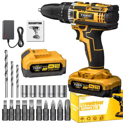 21V Cordless Brushless Impact Wrench Drill Kit – Lithium Drill + Battery x1, 4000mAh Battery, Toolbox &amp; Accessories