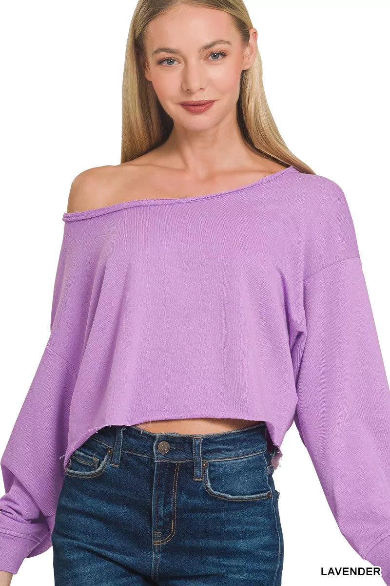French Terry Boatneck Crop Top