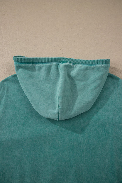 Canton Half Zip Kangaroo Pocket Mineral Wash Baggy Hoodie
