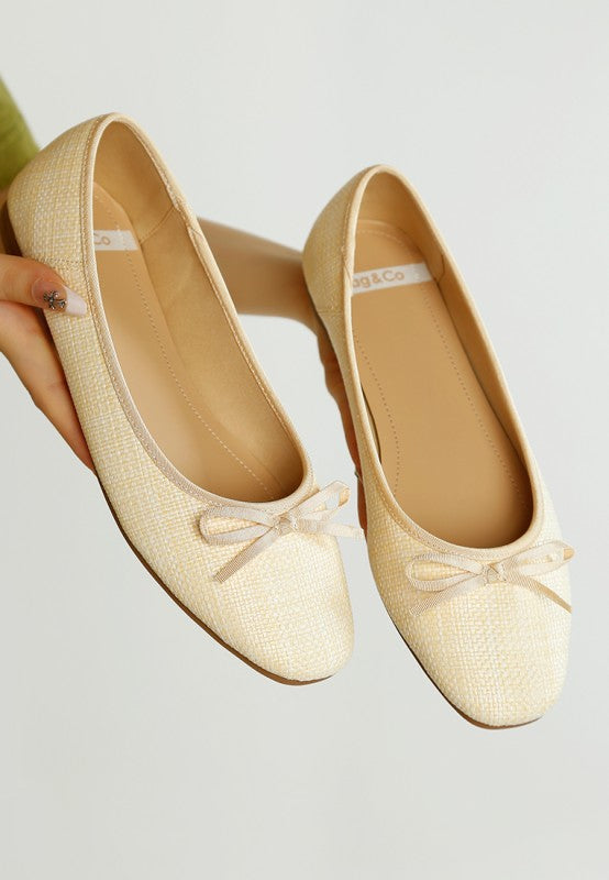 Paper Rings Raffia Ballet Flats