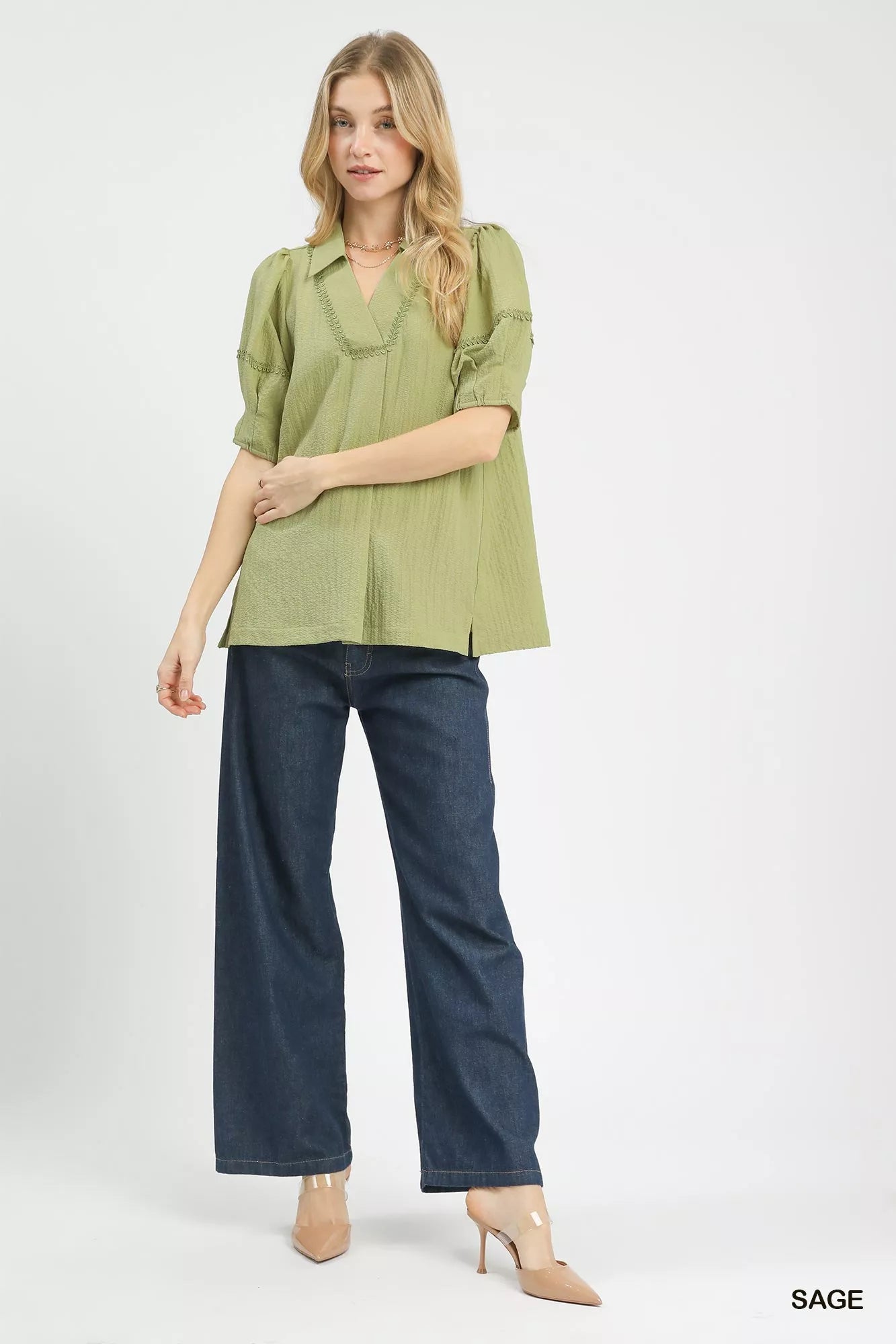 Textured Puff Sleeve Top