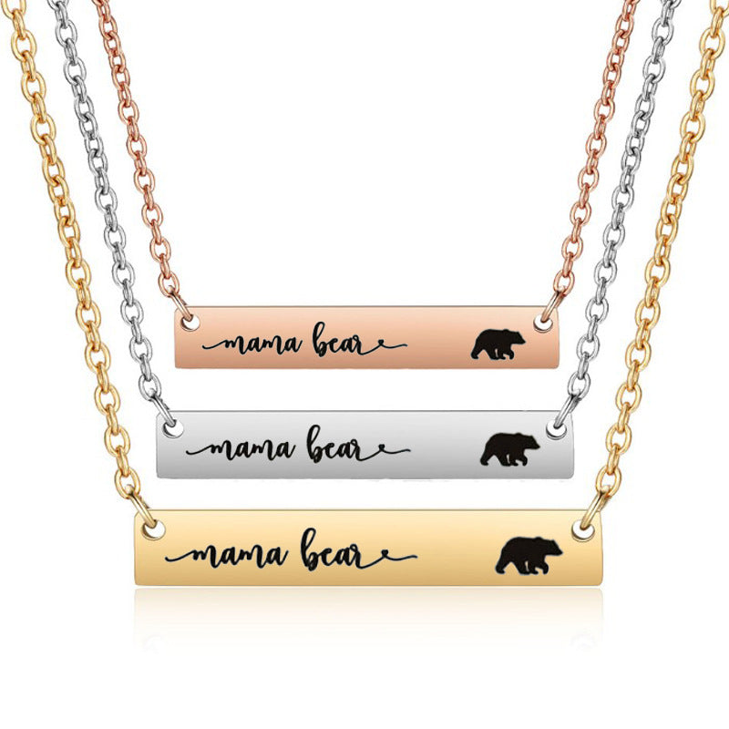 Titanium Steel Long Bar Necklace for Mother&