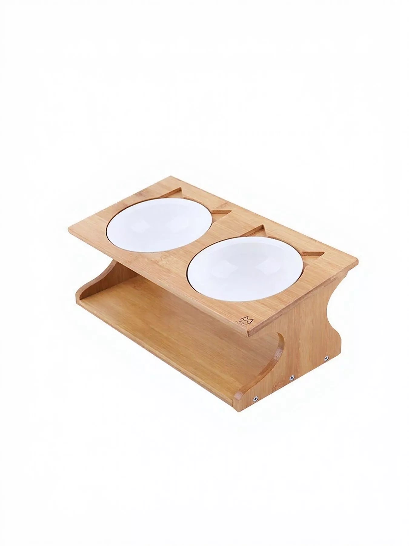 Elevated Double Ceramic Pet Bowls with Bamboo Stand - Loving It Shop