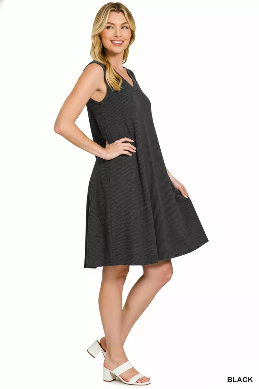 Raised Rib Sleeveless Mini Dress