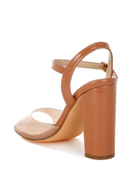 Kessel Tinted Clear Strap Block Heel Sandals - Loving It Shop