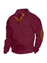 Stand Collar Long Sleeve Jacquard Knitted Pullover Sweater