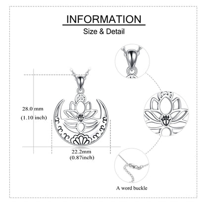 Lotus Flower Symbol Yoga Necklace Sterling Silver Sanskrit Symbol  Balancing Jewelry