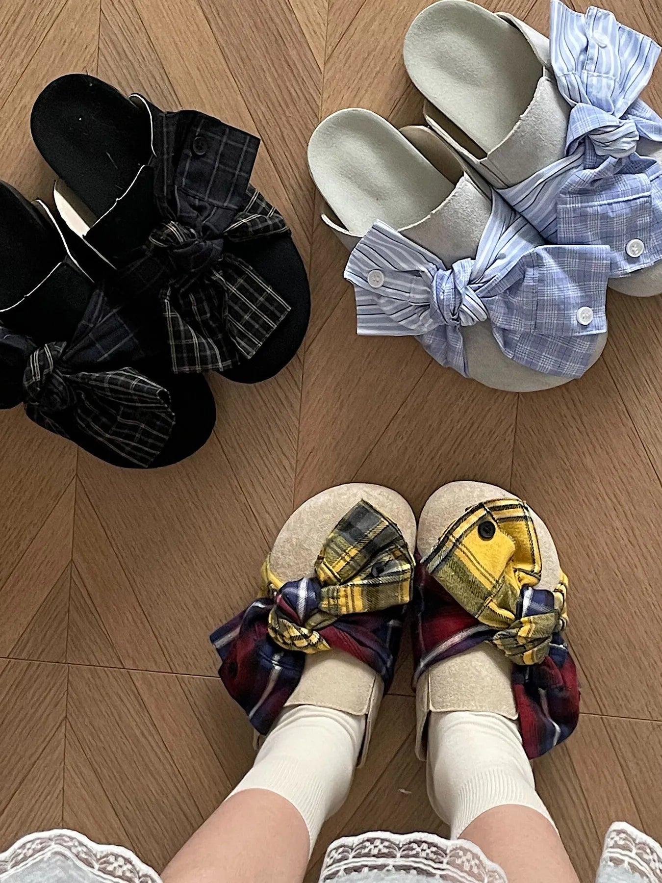 Bow - Knot Plaid Comfort Slip - Ons - Loving It Shop