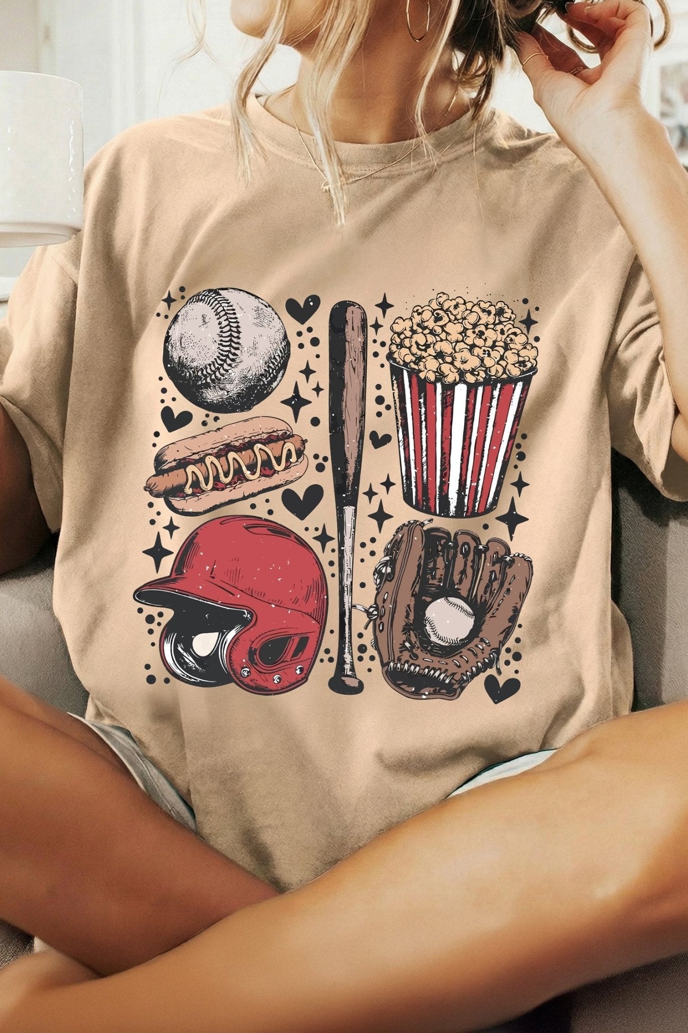 Khaki Retro Baseball Game Day T Shirt - Loving It Shop