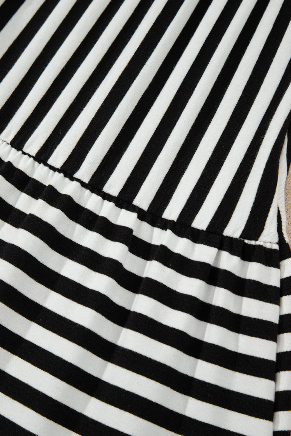 Black Stripe U Neck Sleeveless Loose Fit Mini Dress