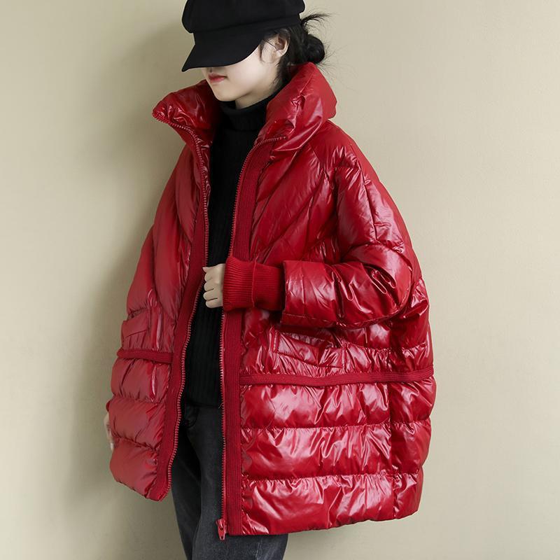 White Duck Down Artistic Stand-up Collar O-type Plus Size Women&