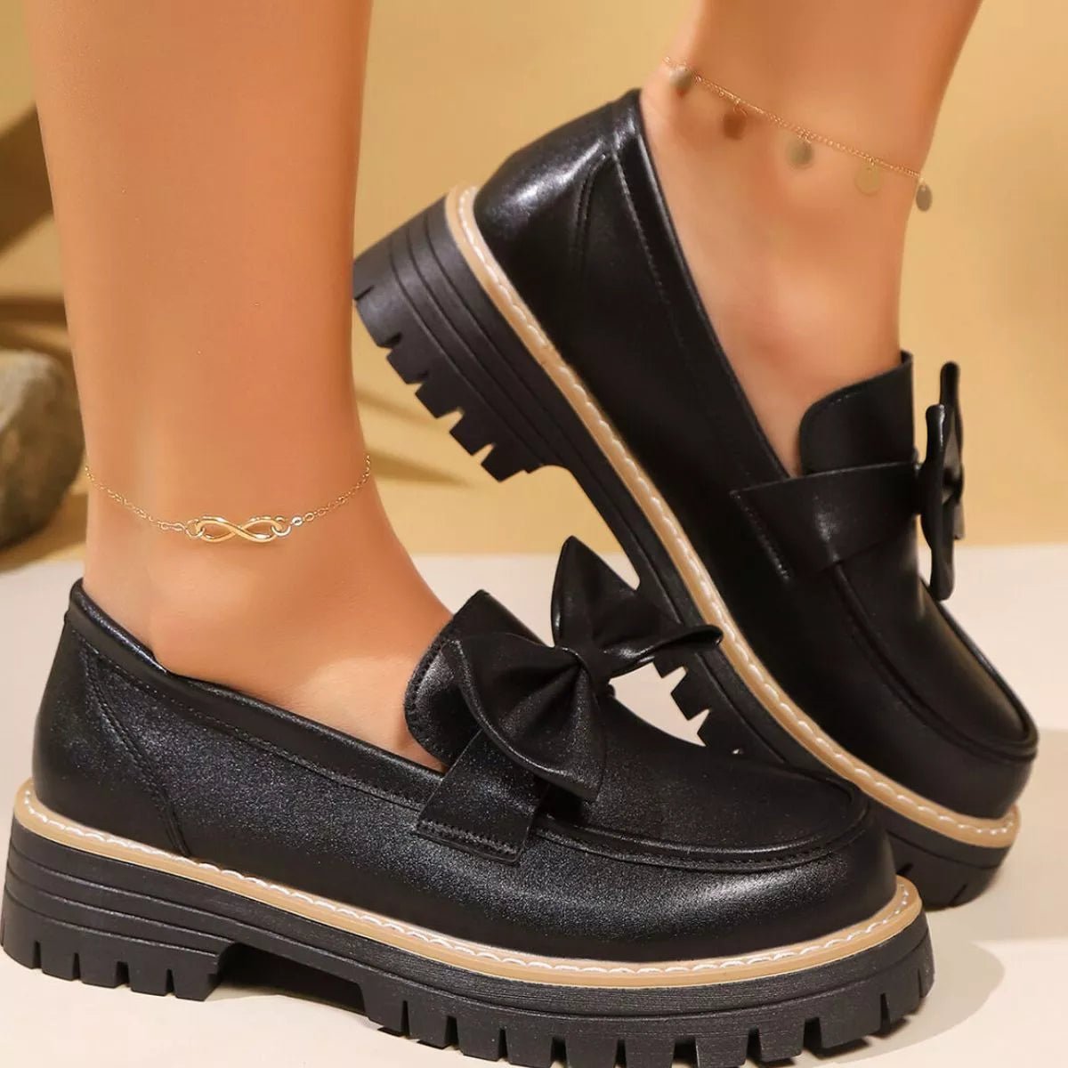 Bow Decor Chunky Loafers - Loving It Shop