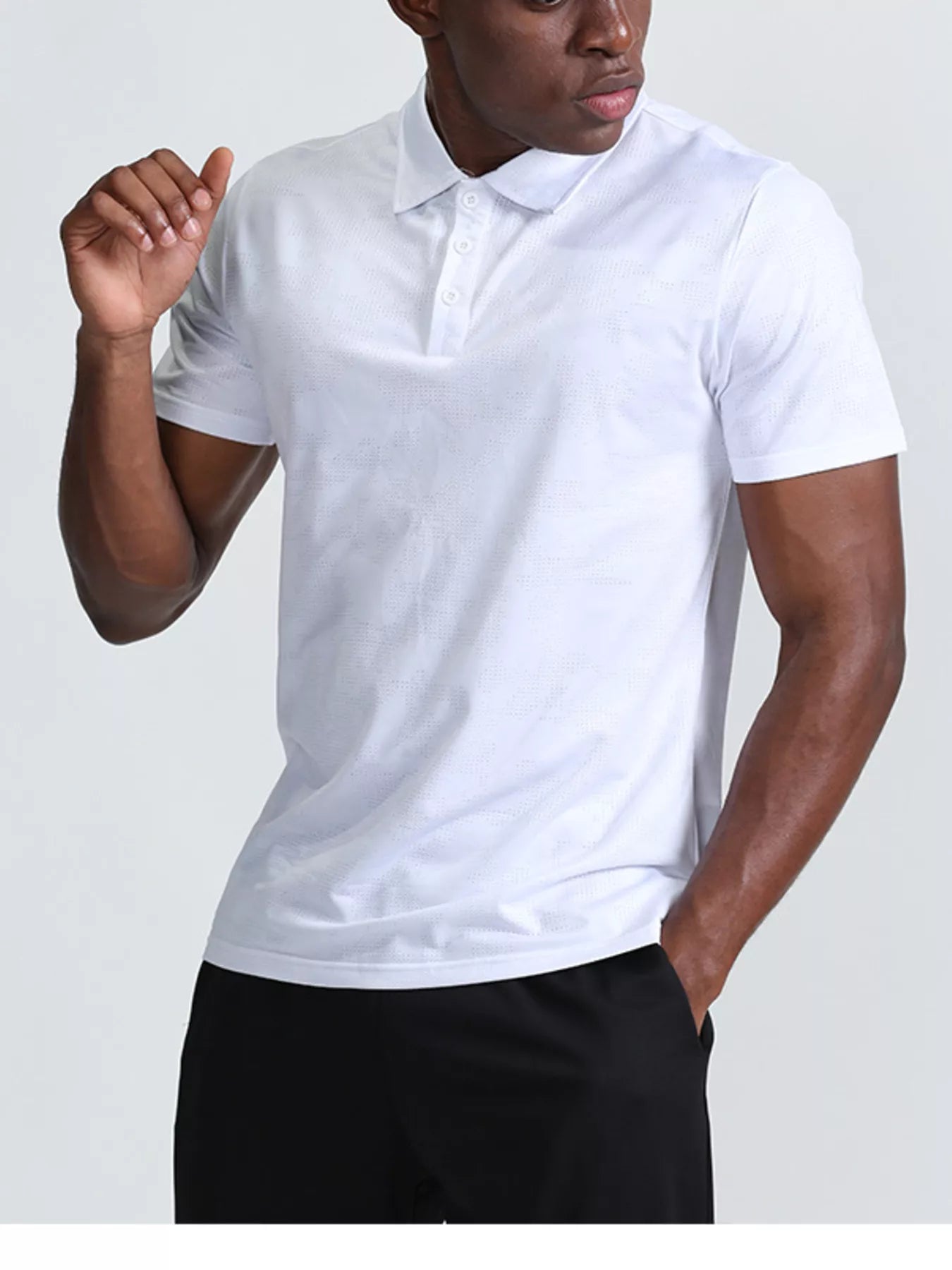 Men's Full Size Button Detail Short Sleeve Polo Plus Size
