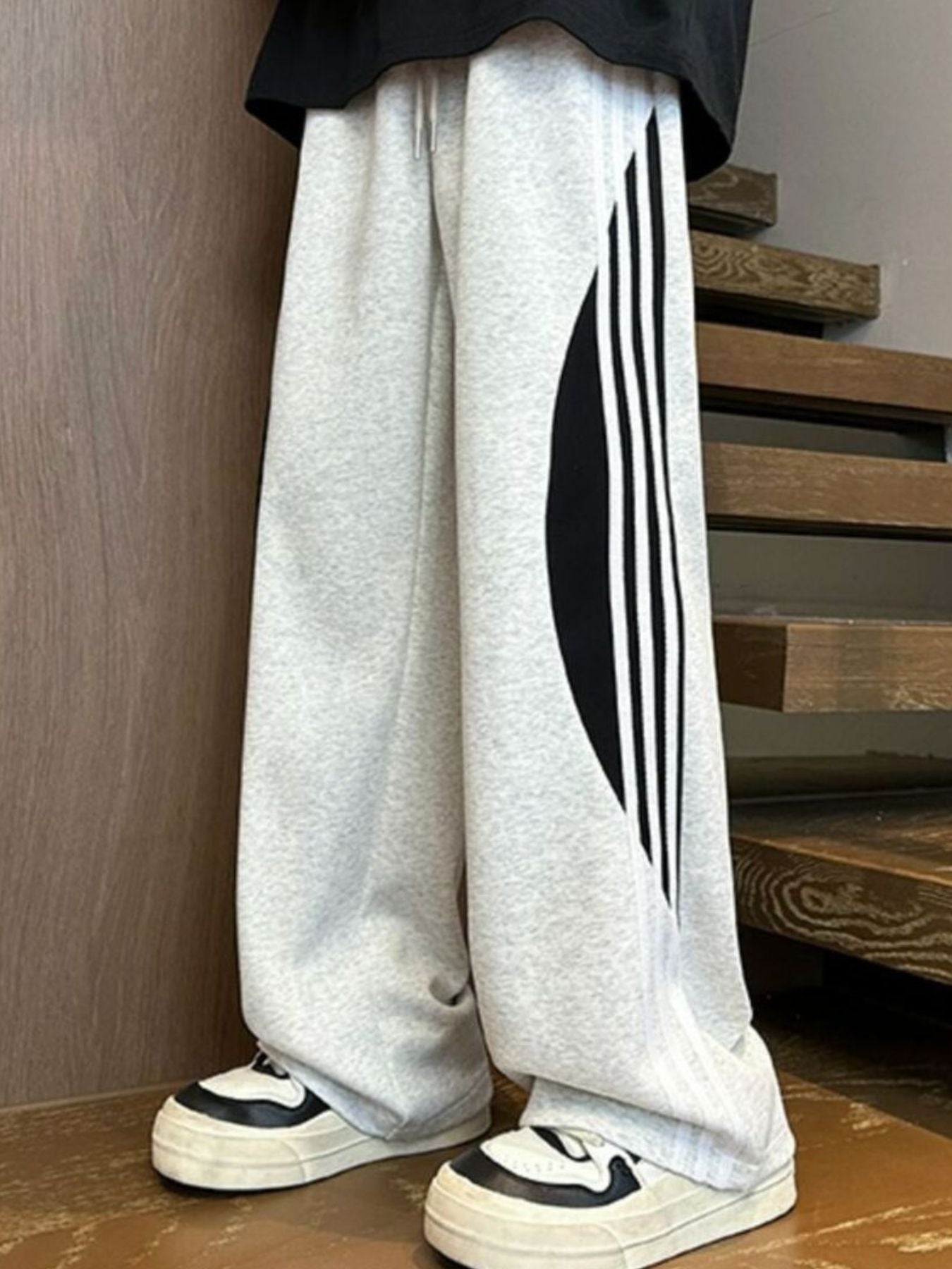 Men's Plus Size Striped Wide Leg Casual Pants