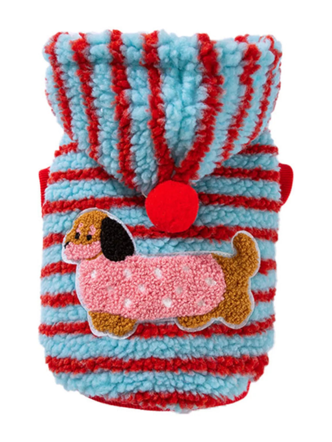 Striped Hooded Plush Pet Sweater - Loving It Shop
