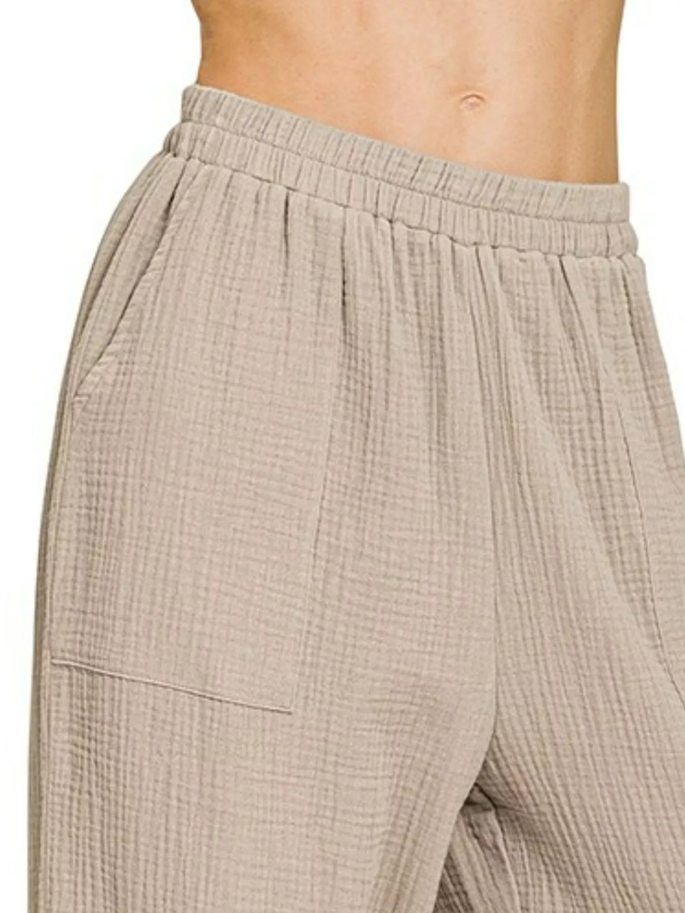 Double Gauze Elastic Band Pants