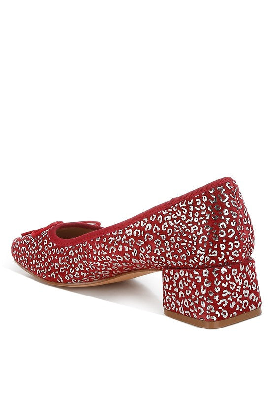 Ningen Leopard Print Block Heel Ballerinas