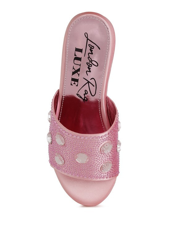 Meta charts Diamante & Rhinestone Flatform Sandals