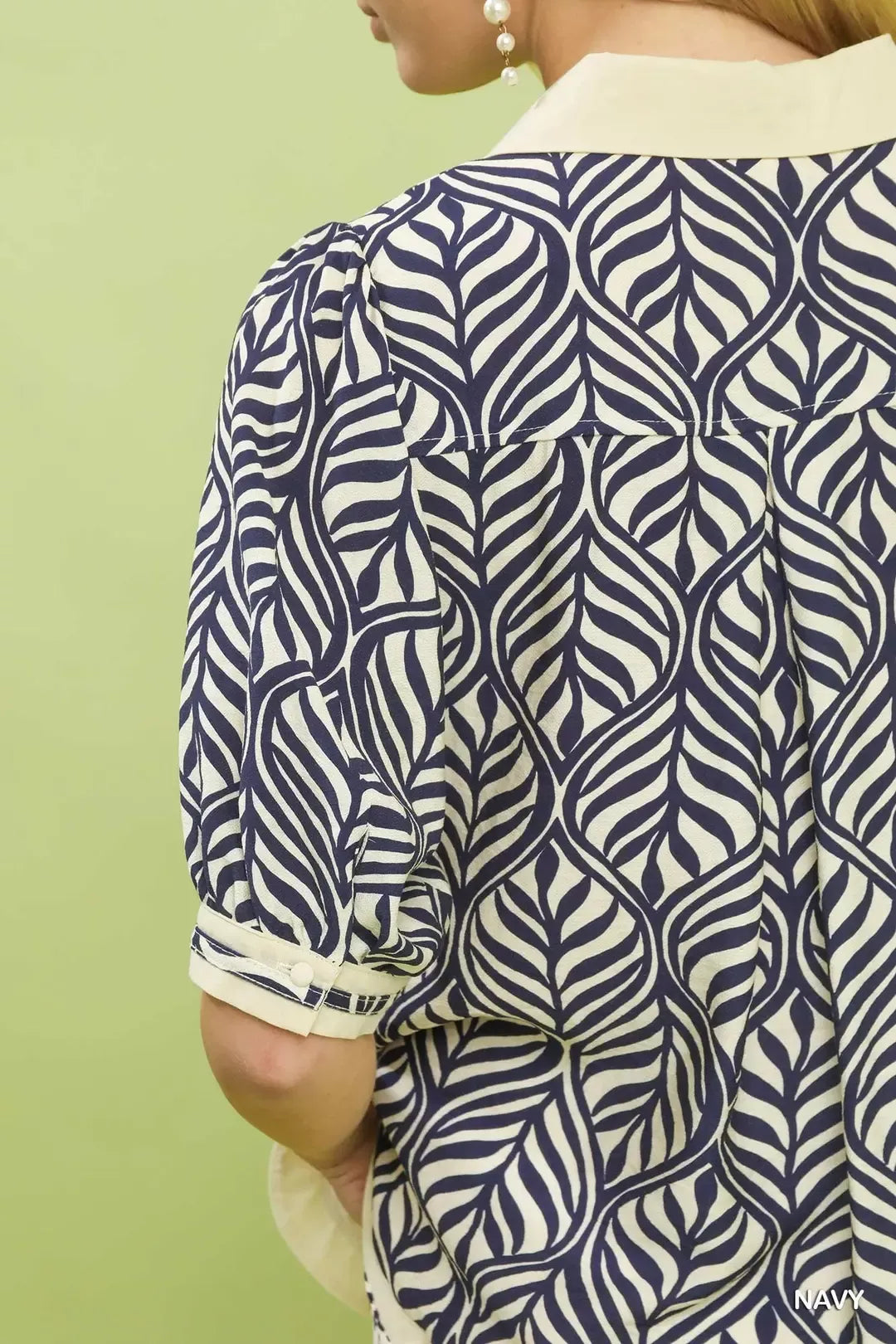 Geometric Leaf Print Popover Top