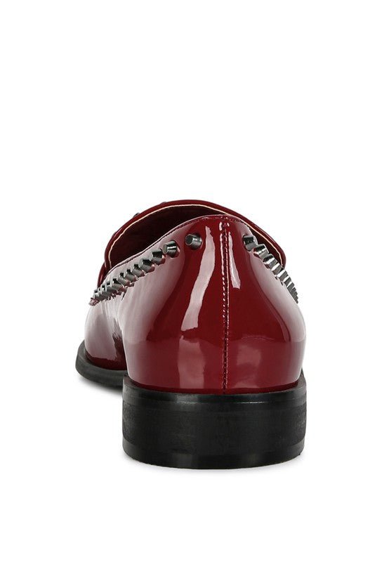 EMILIA Black Shine Forever Stud Penny Loafers - Loving It Shop