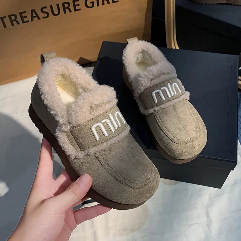 Faux Fur Suede Round Toe Slip - Ons - Loving It Shop