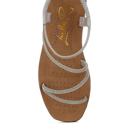 Ridayne Rhinestones Embellished Strappy Flats