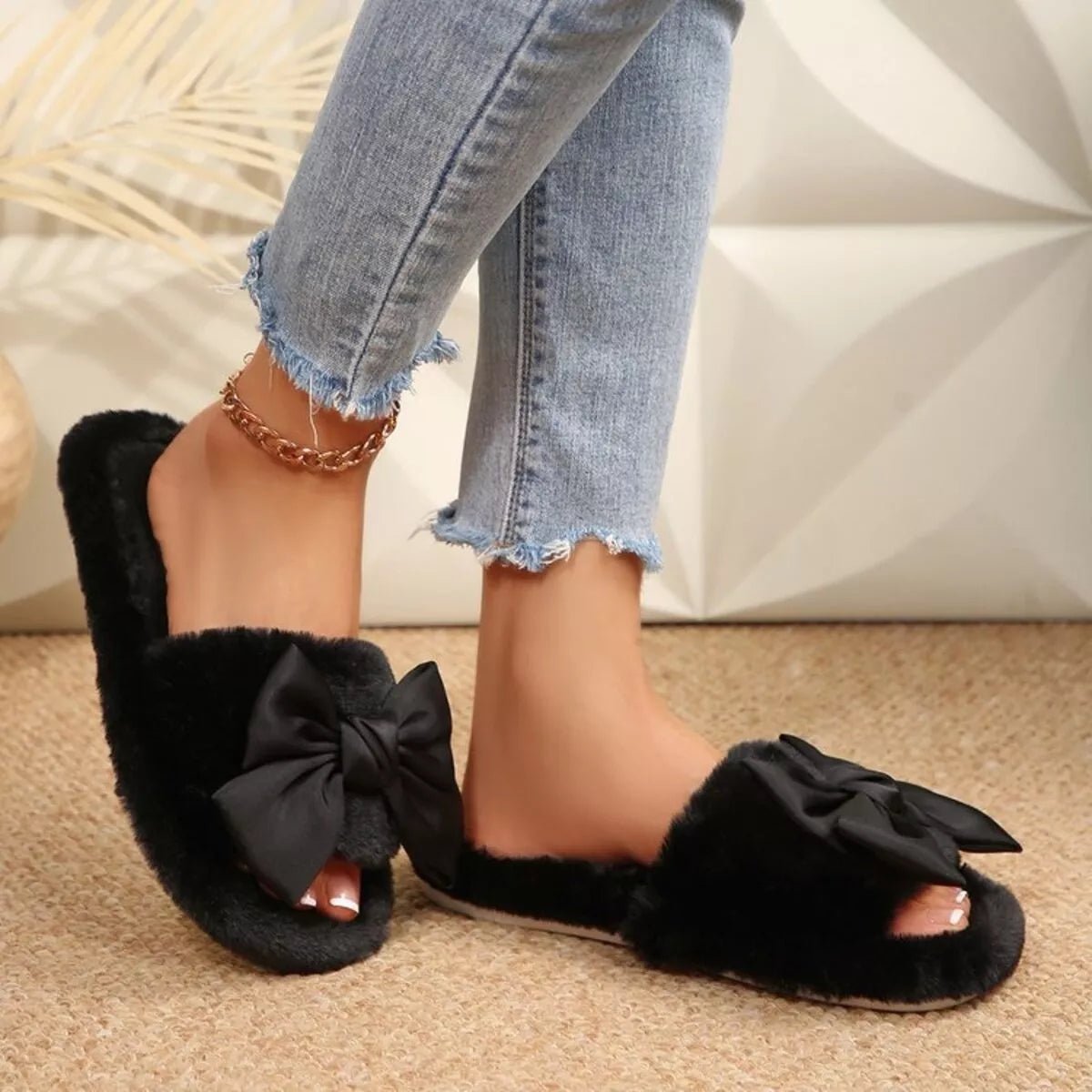 Bow Open Toe Flats Slippers - Loving It Shop