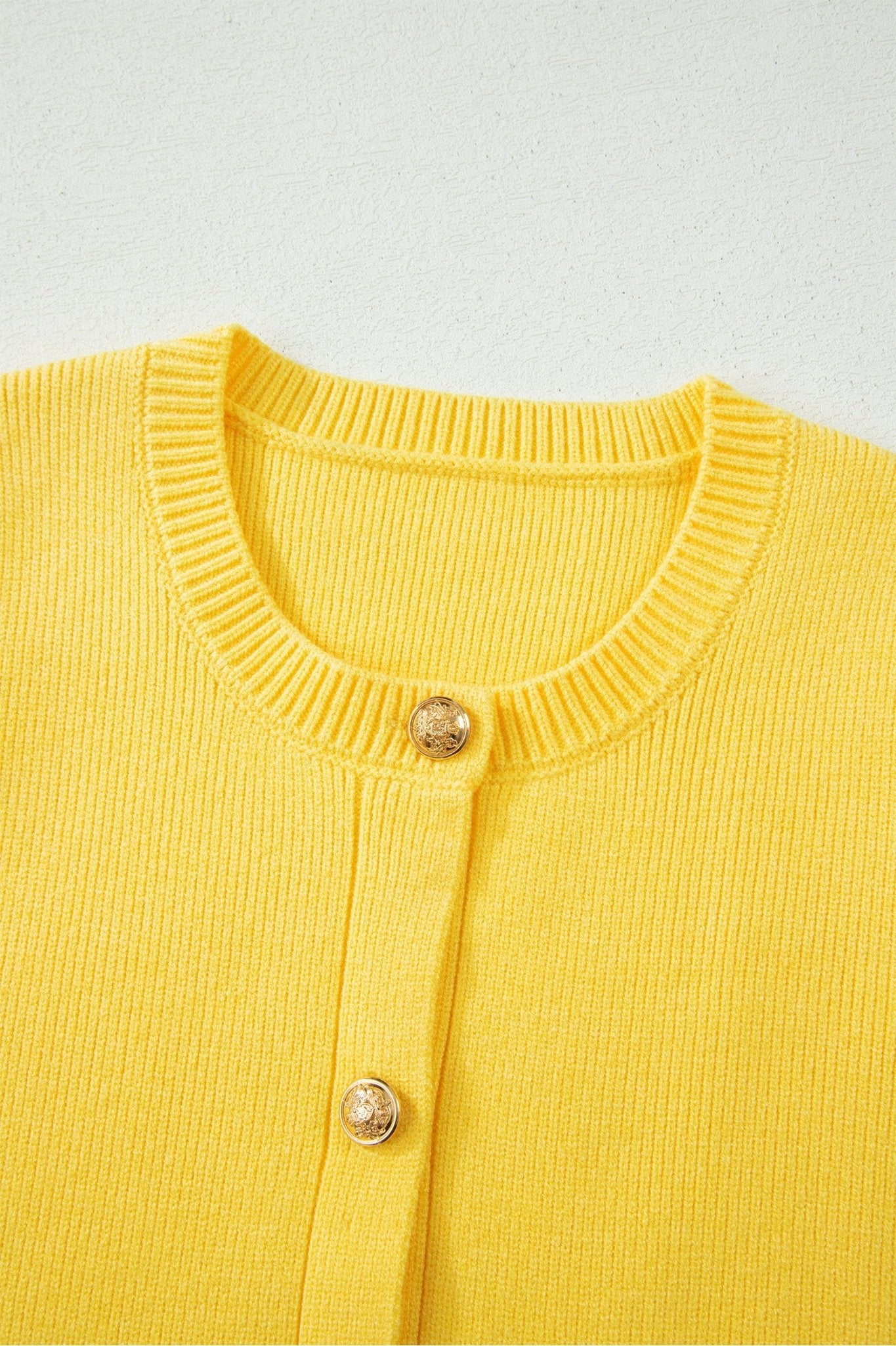 Yellow Cream Solid Color Sleeveless Knit Button Pocketed Sweater - Loving It Shop