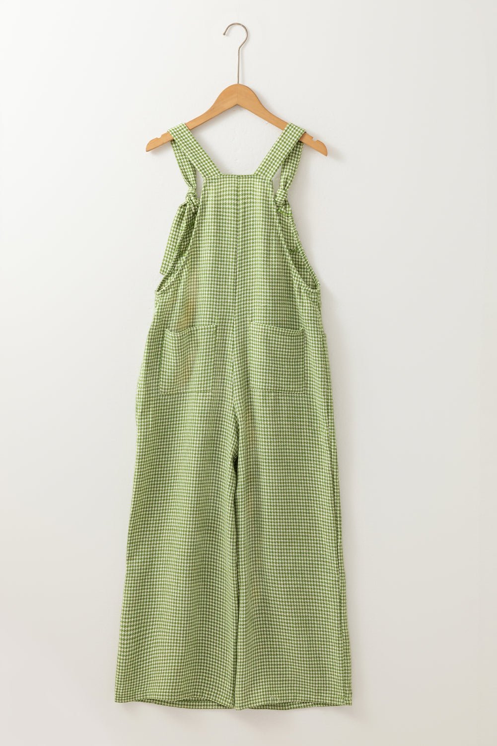 Green Gingham Wide Leg Loose Overall with Pockets - Loving It Shop