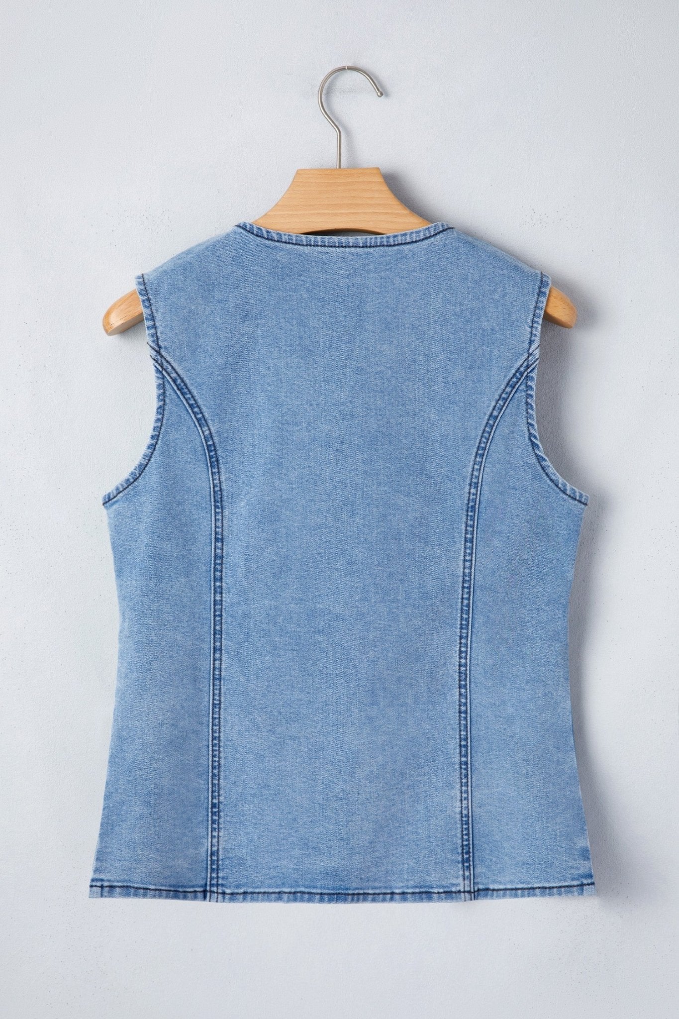 Myosotis Buttoned Front Slit Denim Vest - Loving It Shop