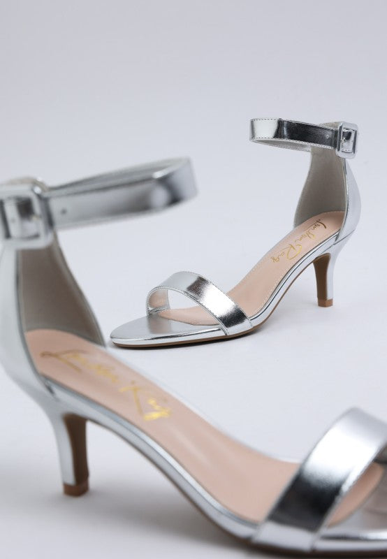 Yuti Glossy Kitten Heel Sandals