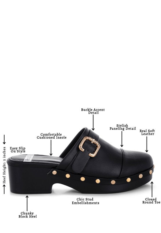 Pinto Studded Genuine Leather Clogs