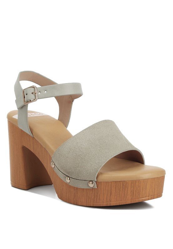 Daniela Genuine Suede Leather High Block Sandals - Loving It Shop