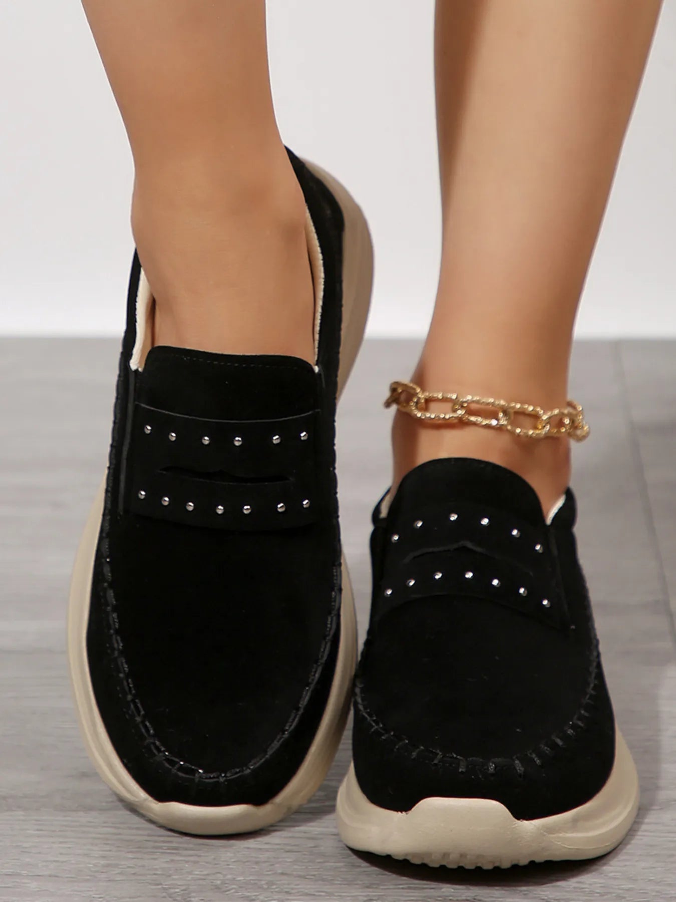 Studded Round Toe Platform Slip - Ons - Loving It Shop