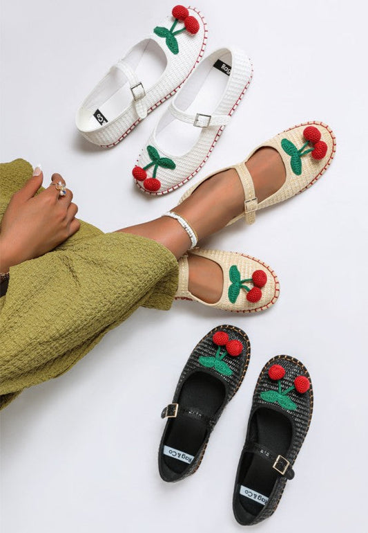 Brunch Date Cherry Accent Mary Jane Flats