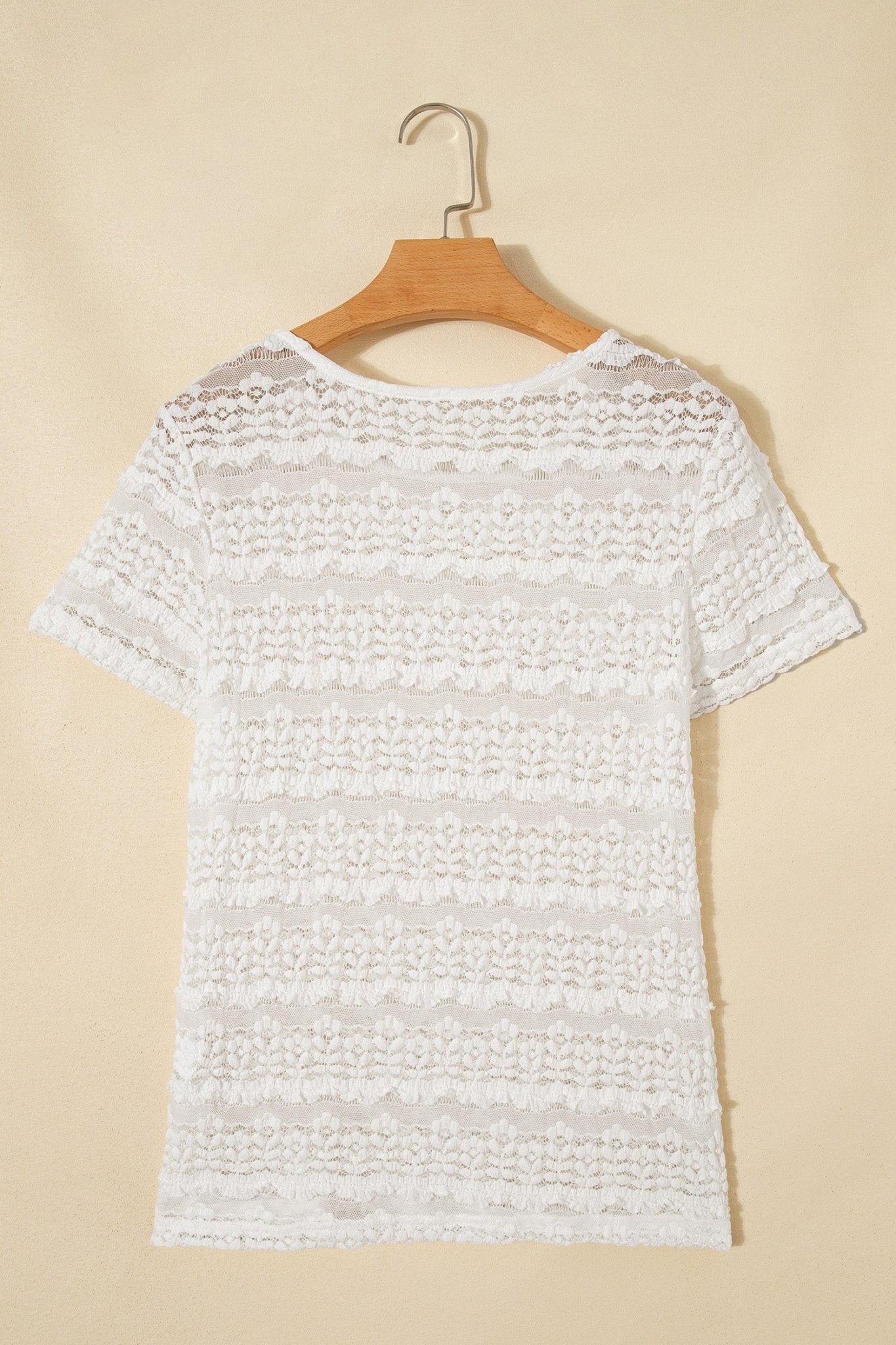 White Sheer Lace Short Sleeve Top - Loving It Shop