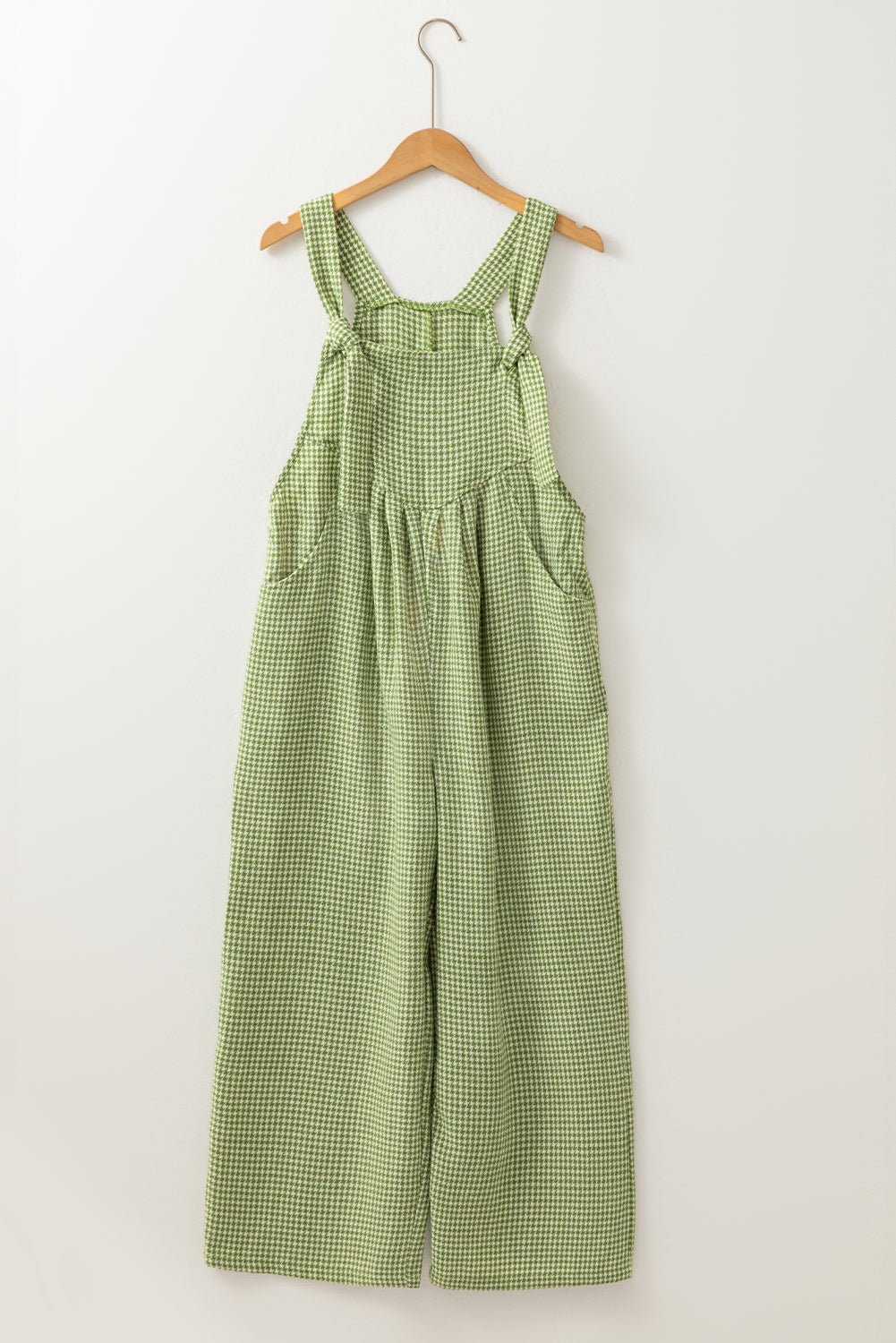 Green Gingham Wide Leg Loose Overall with Pockets - Loving It Shop