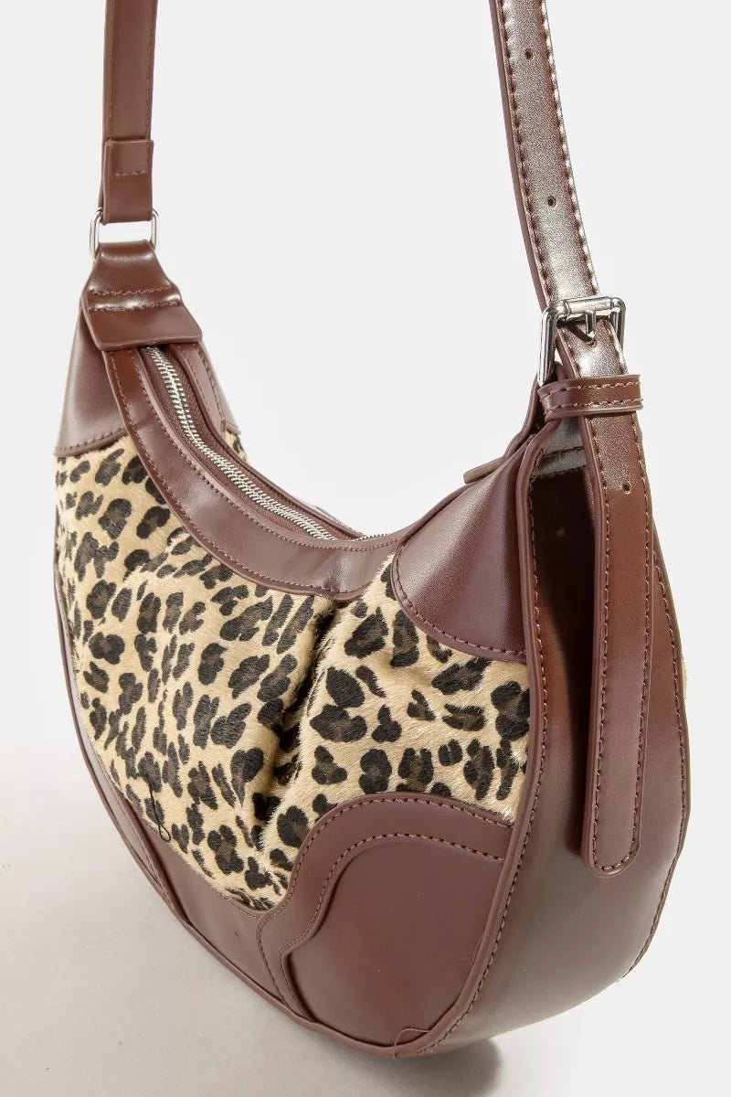 Leopard Print Half Moon Shoulder Bag
