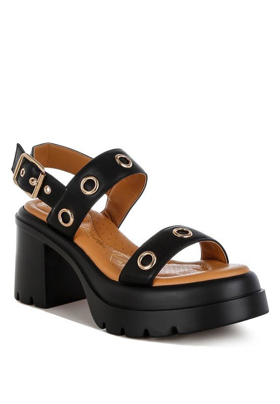Urla Eyelet Detail Platform Heel Sandals - Loving It Shop