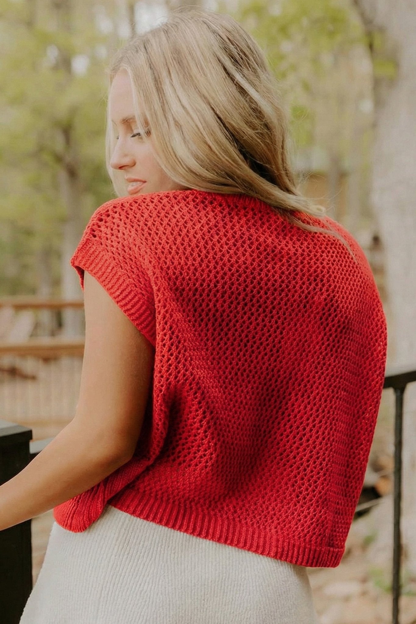 Fiery Red Flag Graphic Short Sleeve Sweater Top - Loving It Shop
