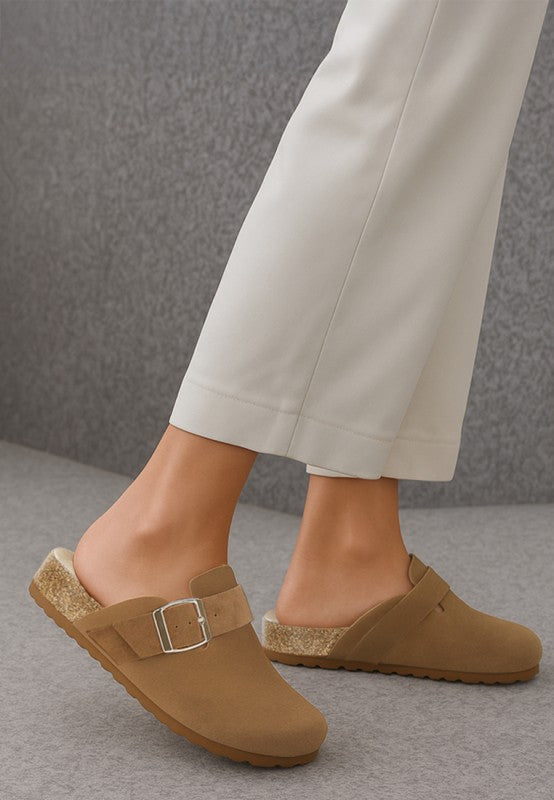 Ratiha Buckle Accent Slip-On Footbed Mules