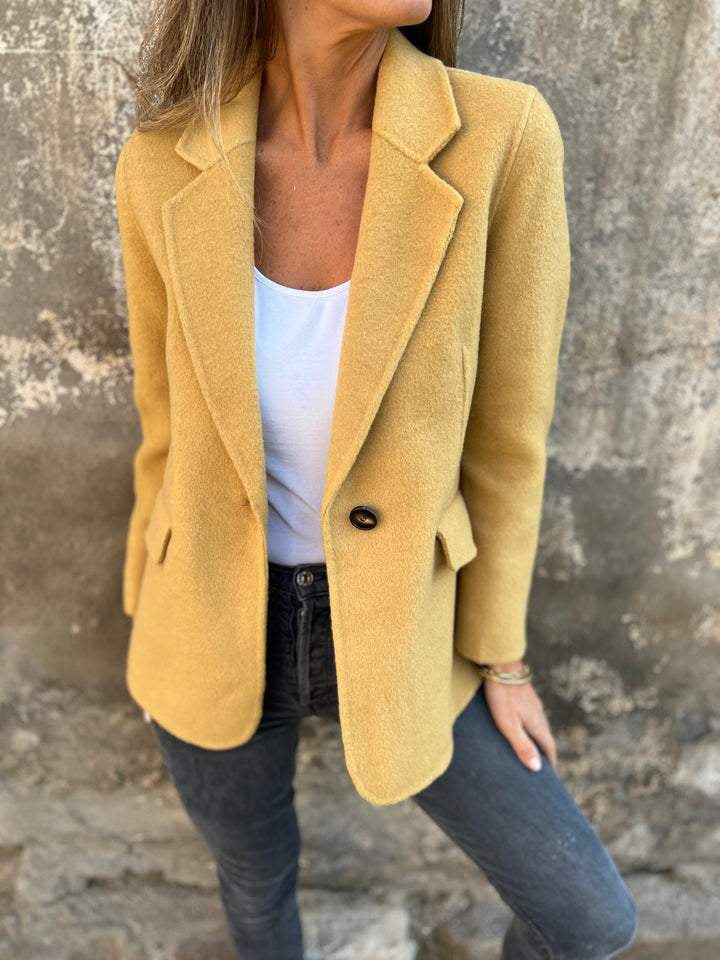 Ins Button Lapel Short Blazer Winter Fashion Commuter Jacket Outwear Women&