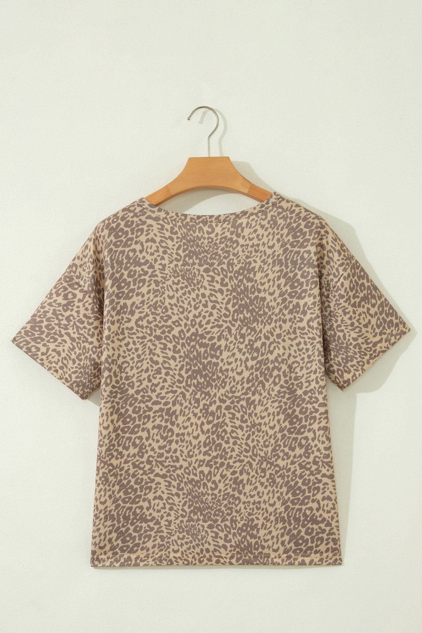 Khaki Leopard Retro Studded Star Patch Loose Tee - Loving It Shop