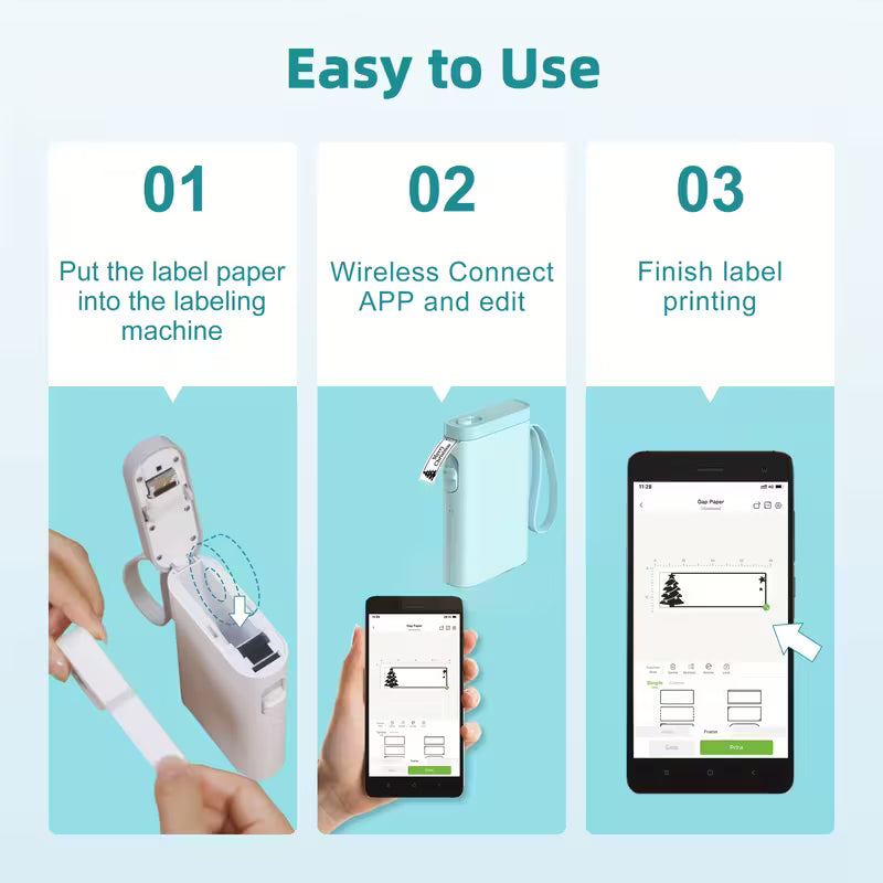 P21 Wireless Thermal Label Maker – Portable USB Printer with Paper Roll, Rechargeable &amp; Ink-Free