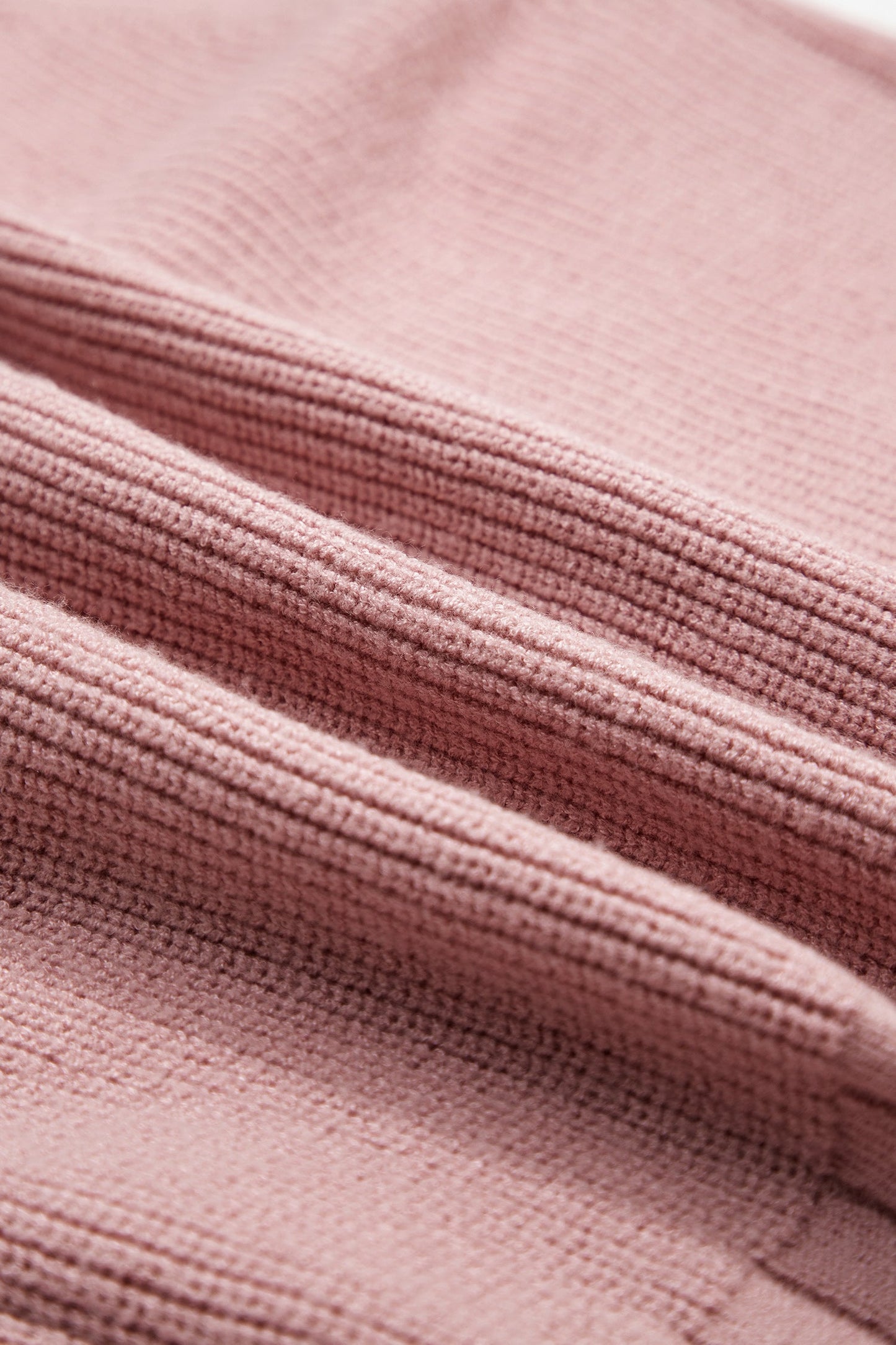 Light Pink Mixed Texture Knit Button V Neck Sweater Cardigan